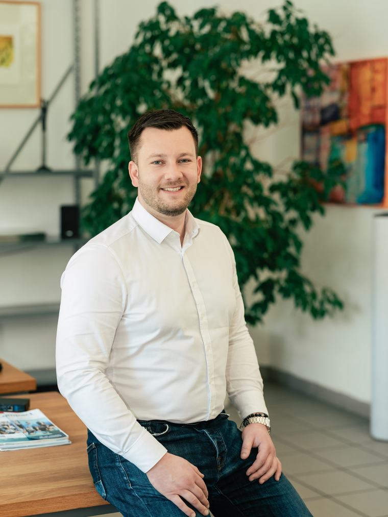 Marc Bertsch in seinem Büro in der Weylstraße, Mannheim